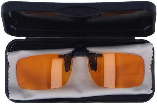 Clip-on Brille con Blocco Blu con Protezione UV - 180° Rotazione - Occhiali da Vista con Protezione UV - Inclusa Custodia di Stoccaggio - Panno di Pulizia