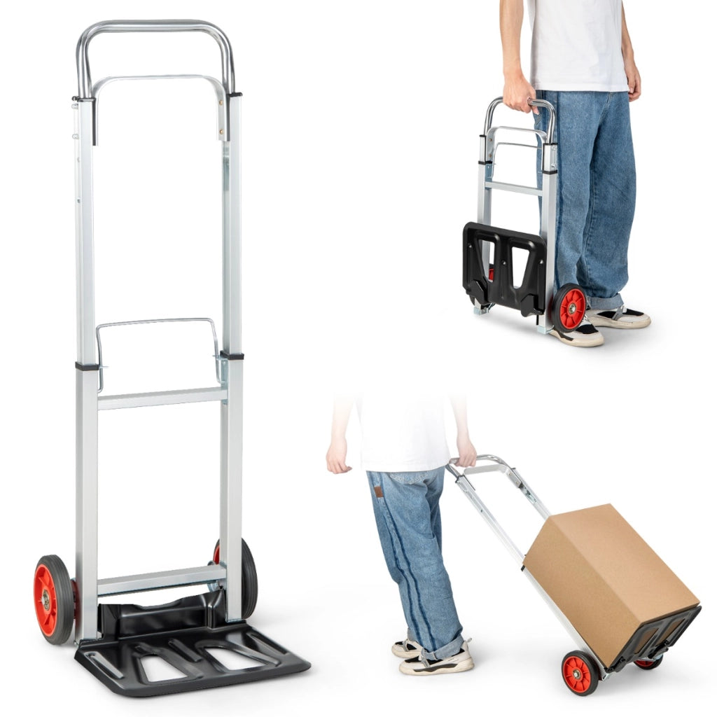 Carrello a mano pieghevole in alluminio con manico telescopico ruote durevoli, Carrello per bagagli portata 100kg-Deposito utensili Tool