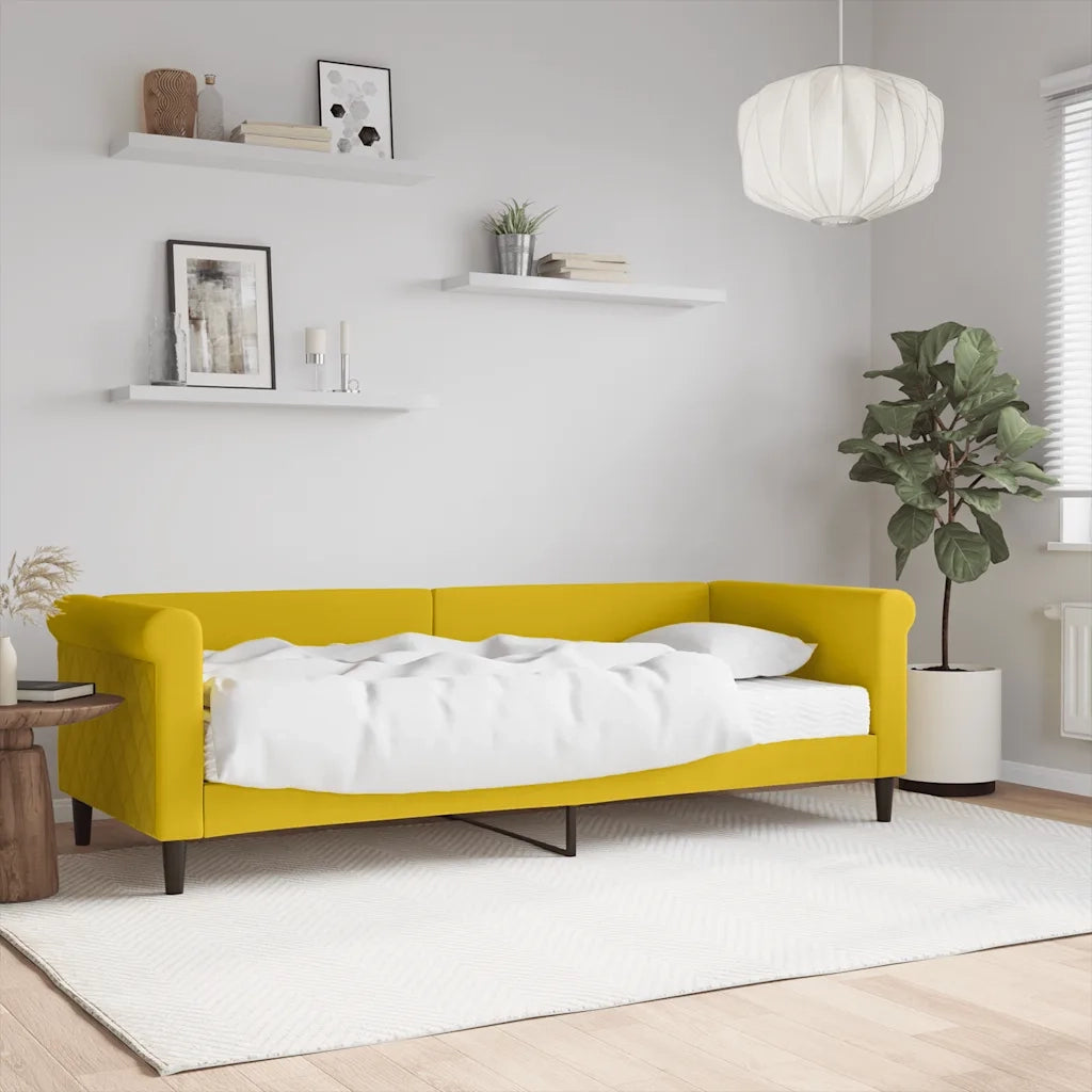 Divano Letto con Materasso Giallo 80x200 cm in Velluto 3197745
