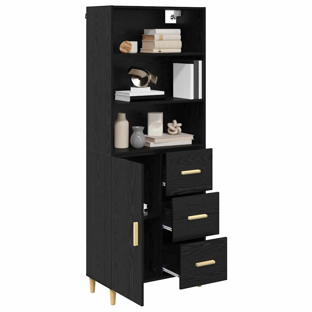 Credenza Rovere Nero 69,5 x 32,5 x 180 cm Legno multistrato
