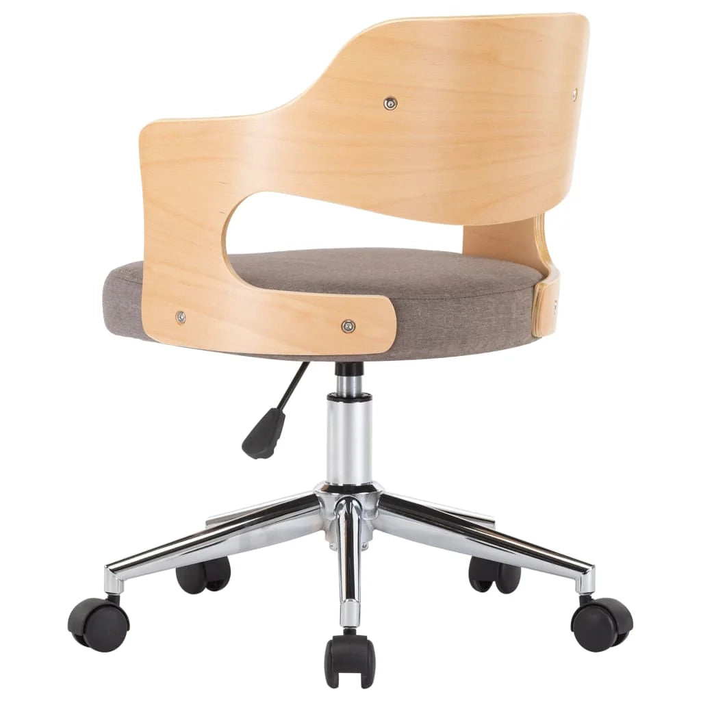 Sedia girevole da ufficio/studio in legno curvato e tessuto color tortora 02_0024178