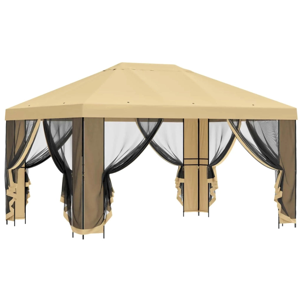 Gazebo da giardino con pareti laterali 4 × 3 m Crema