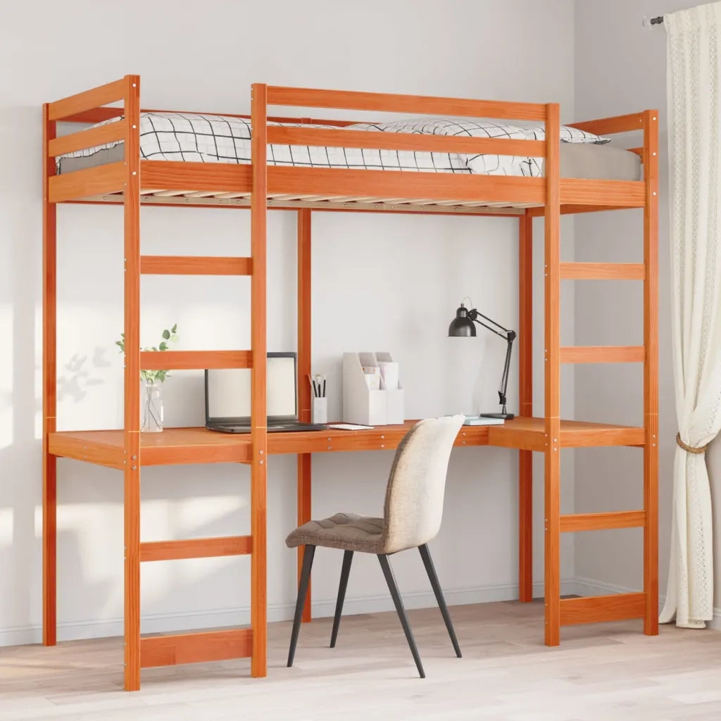 Giroletto Soppalco senza Materasso-Struttura Letto Marrone Cera 80x200cm Pino