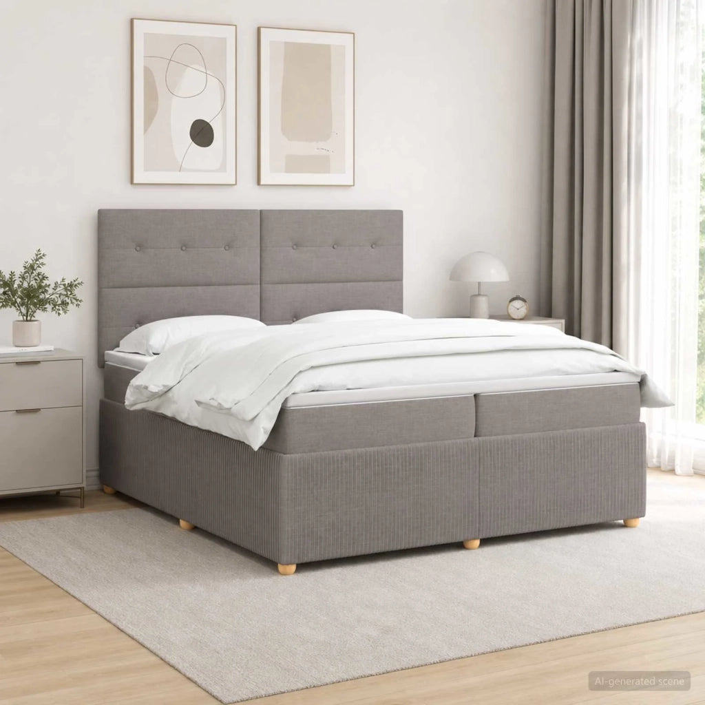Letto box spring con materasso Tortora 200 x 200 cm Tessuto 3454477