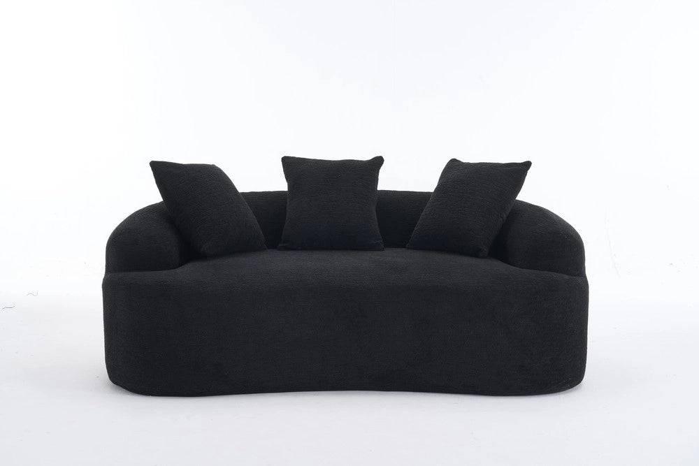 Divano 2 posti con cuscini ¨C Minimal ¨C Nero tessuto compatto
