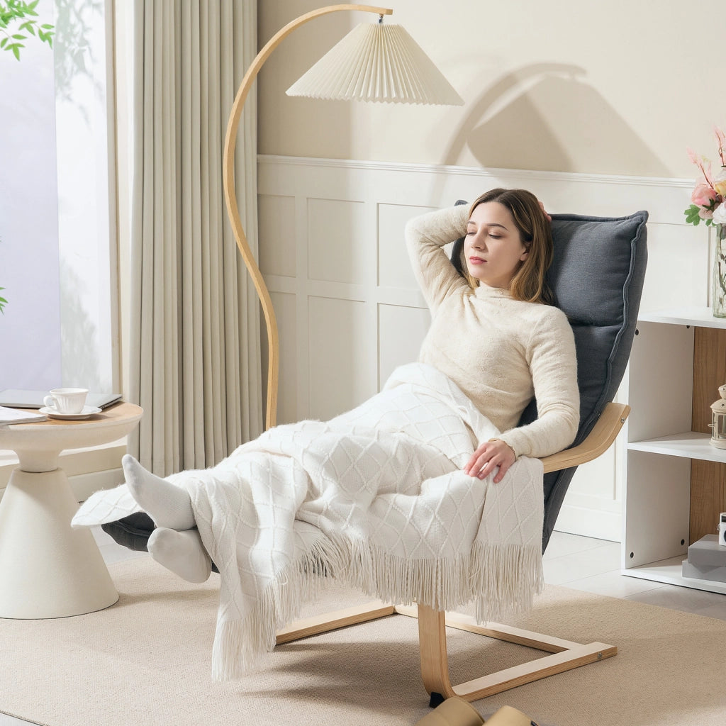 Poltrona Relax in Velluto con Poggiapiedi Regolabile ¨C zephmum ¨C Grigio Scuro