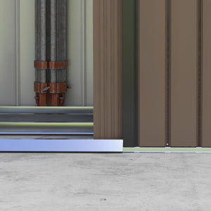 Casetta Box Da Giardino 2,1x1,3m con Prese d'Aria e Doppia Porta Scorrevole in Metallo Marrone