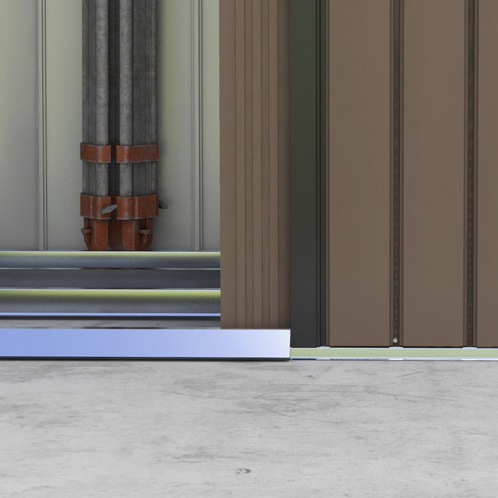 Casetta Box Da Giardino 2,1x1,3m con Prese d'Aria e Doppia Porta Scorrevole in Metallo Marrone