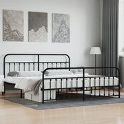Giroletto con Testiera e Pediera-Struttura Letto Metallo Nero 200x200 cm 718468