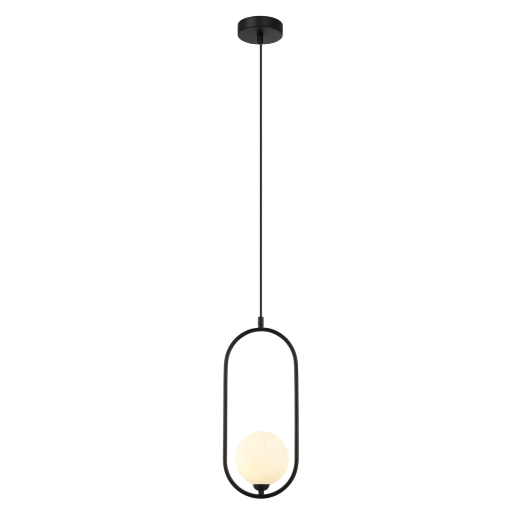 Lampada a sospensione Italux Lupus nera sfera vetro Ø11cm