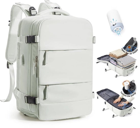 Borsa a vuoto per viaggio con sistema di compressione per donne, borsa a vuoto con airbag per viaggi aerei con pompa impermeabile per uomini