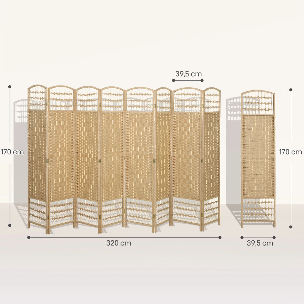 Paravento ¨C Minimal ¨C 8 pannelli 320x170 cm legno naturale