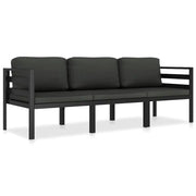 Set Divani da Giardino 3 pz con Cuscini in Alluminio Antracite 49237