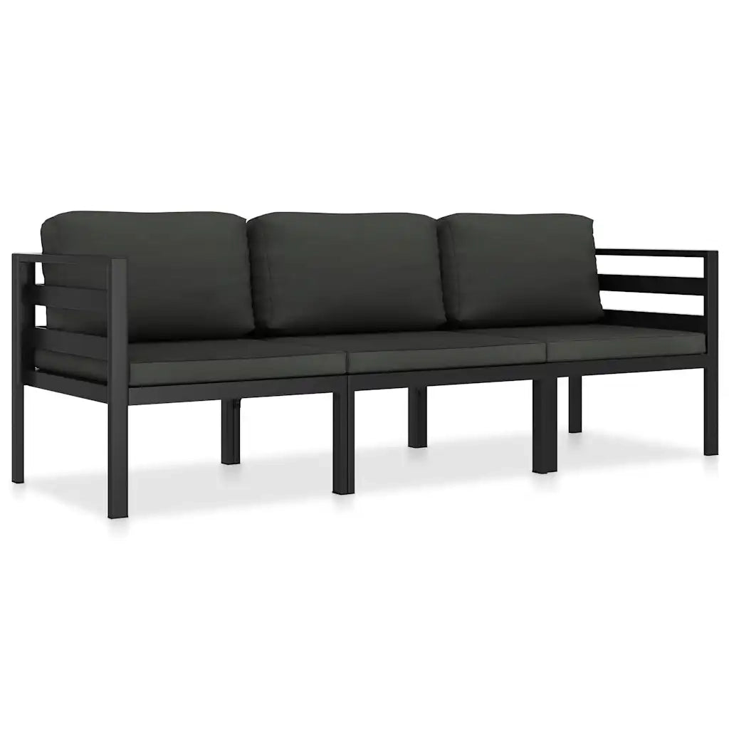 Set Divani da Giardino 3 pz con Cuscini in Alluminio Antracite 49237