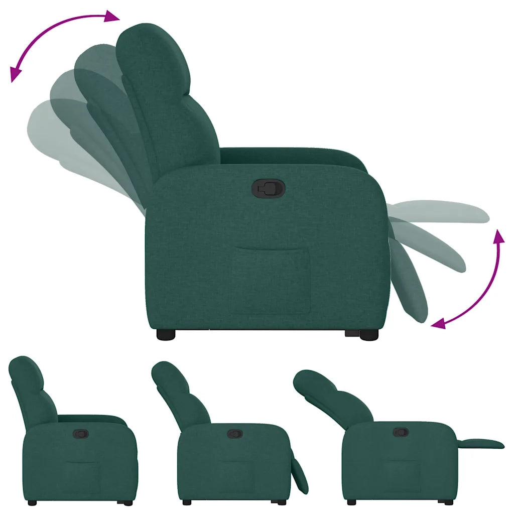 vidaXL Poltrona Alzapersona Reclinabile Verde Scuro in Tessuto