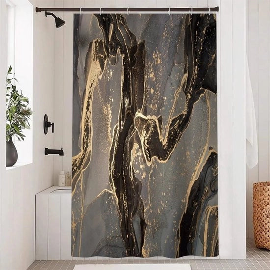 Douchegordijn Acquaparasole - Impermeabile - 1 pezzo - Nero Oro - Poliestere - 120 x 180 cm