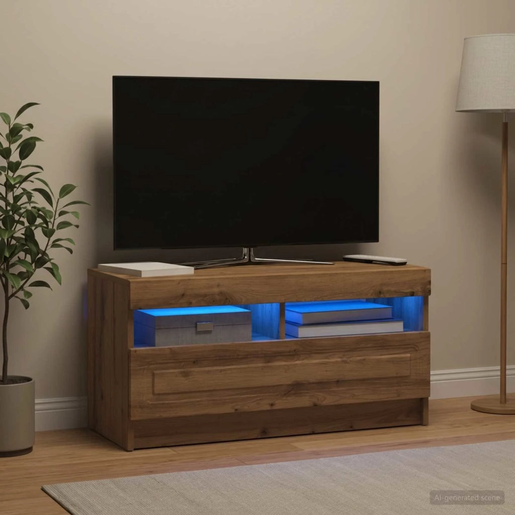 Mobile TV LED Rovere Artigianale Legno ingegnerizzato 897884