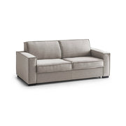 Divano Letto Alano, Divano a 2 posti, Made in Italy, SofÒ  Soggiorno con apertura girevole, in tessuto imbottito, con Braccioli standard, cm 180x95h90, Tortora
