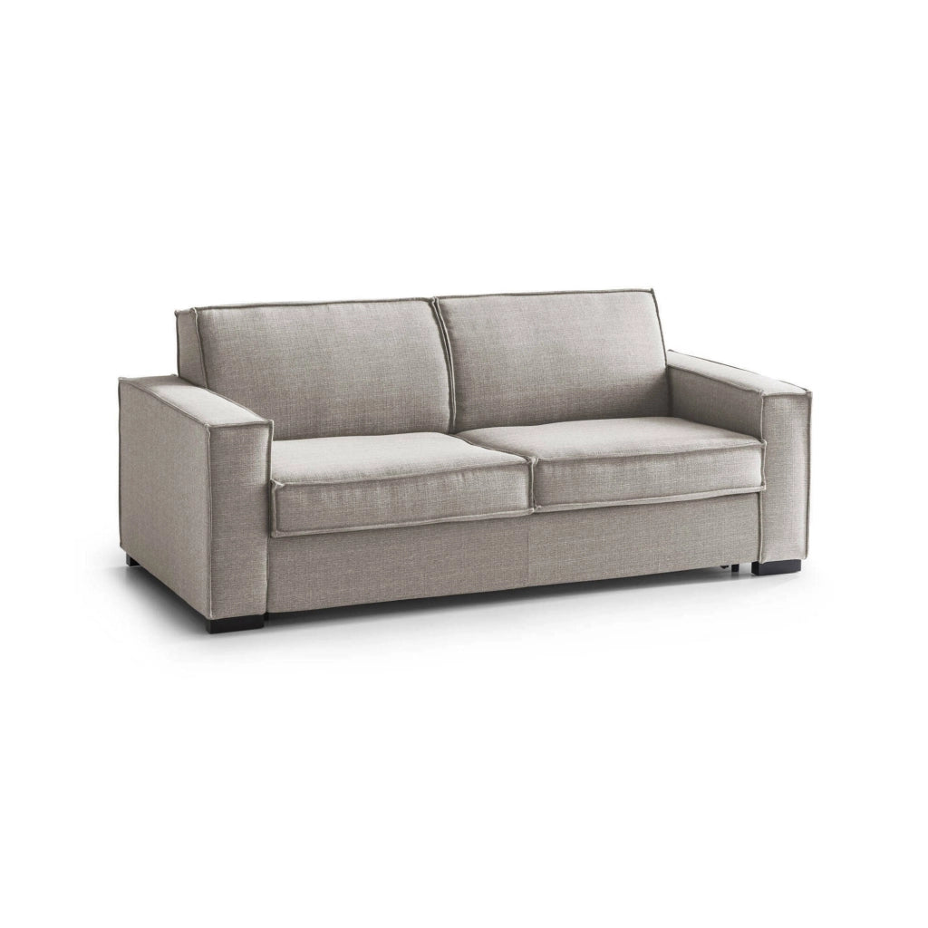 Divano Letto Alano, Divano a 2 posti, Made in Italy, SofÒ  Soggiorno con apertura girevole, in tessuto imbottito, con Braccioli standard, cm 180x95h90, Tortora