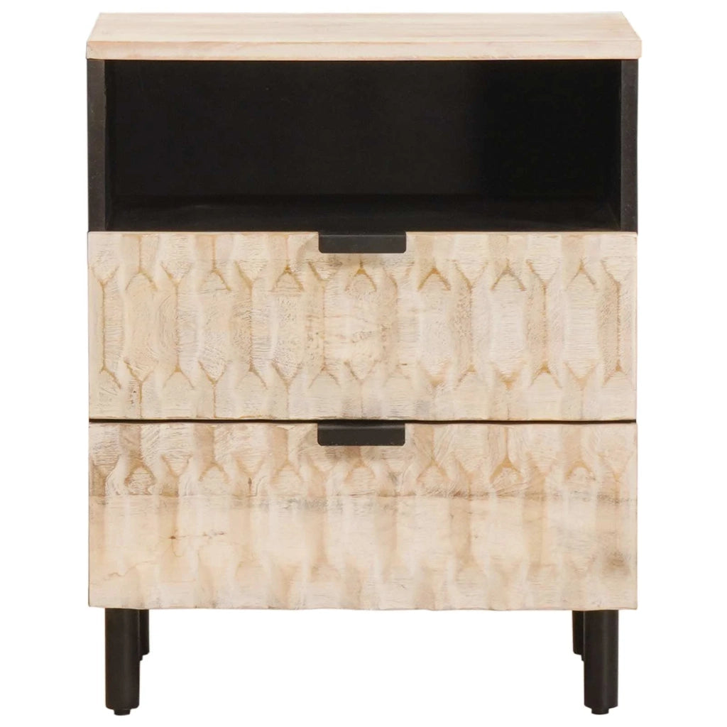 Armadio da Notte Bianco 50 x 33 x 60 cm Legno di mango massello