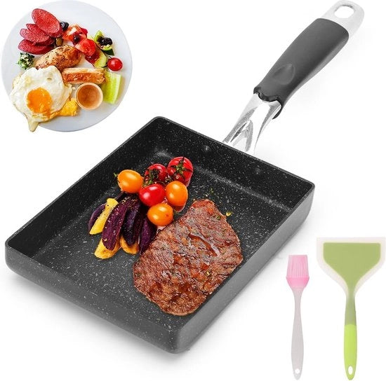 Pad per frittata giapponese, pad rettangolare per uova, con trattamento antiaderente, pad quadrato per colazione, per uso in forno a induzione e gas.