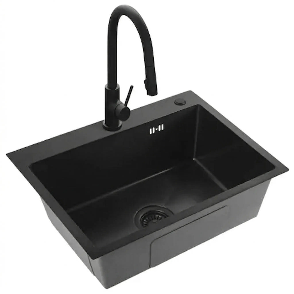 Lavello In Acciaio Liam Black con rubinetto da cucina