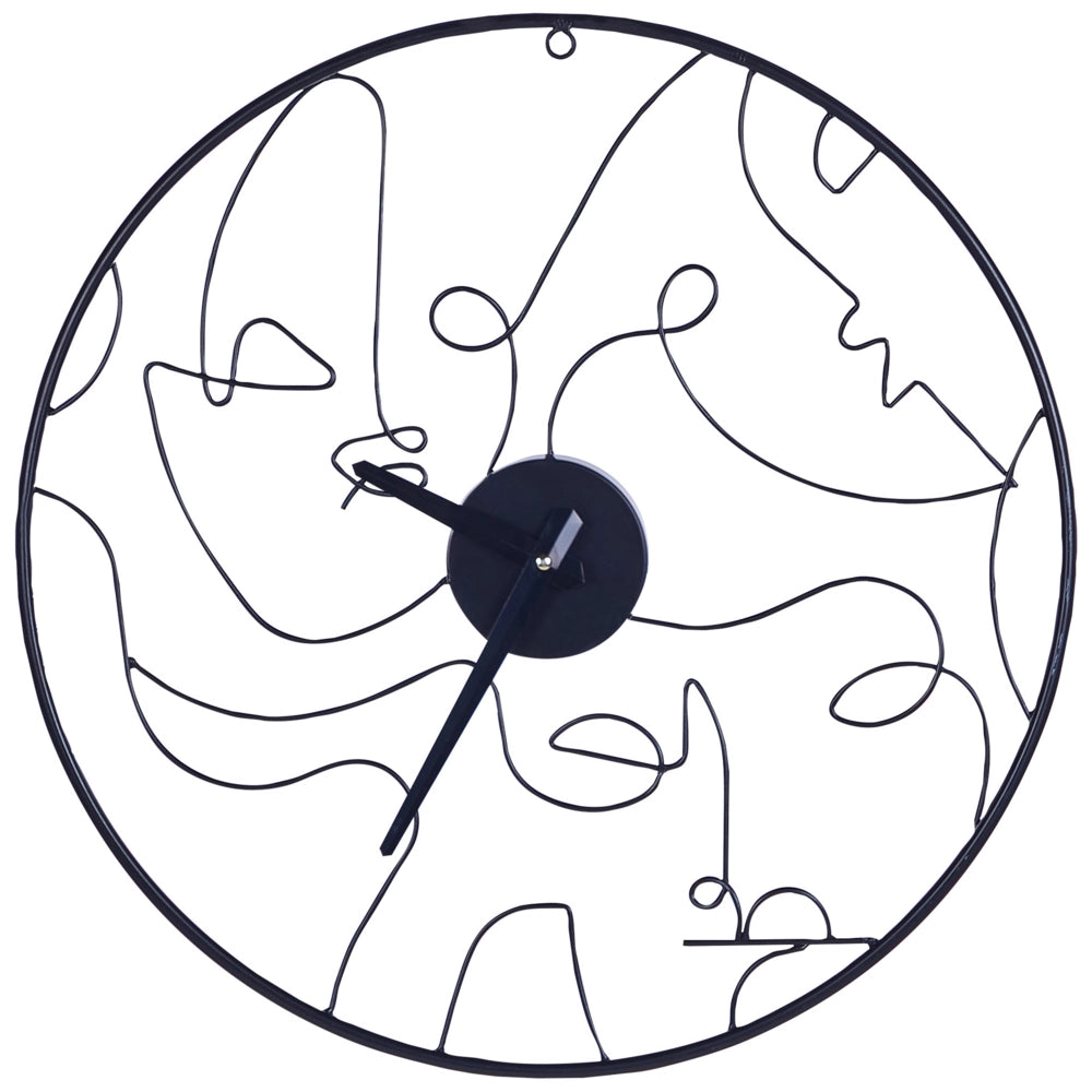 Orologio da parete tondo in ferro e metallo nero ø 50 cm soggiorno camera da letto