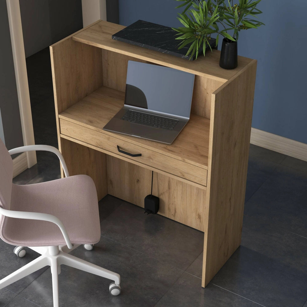 Mappano, Scrivania un Cassetto, 40x90x110h cm Marrone Noce