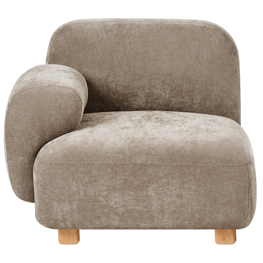 Divano componibile a 3 posti in tessuto due moduli angolari gambe in legno beige stile moderno