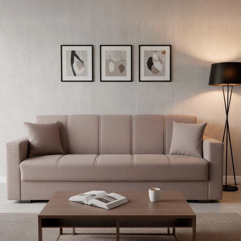 Divano Letto 3 Posti Con Contenitore Moderno Salvaspazio Con Meccanismo Click-Clack E Imbottitura A Molle Design Moderno Ideale Per Soggiorno Salotto Ufficio Cameretta 214 x 80 x 87 Cm Grigio Chiaro
