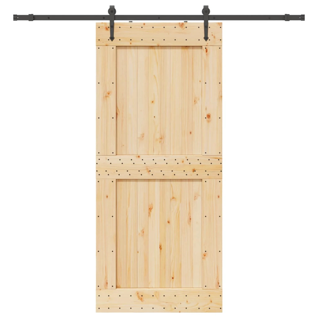 Porta scorrevole NARVIK Naturale e Nero 100 x 210 cm (213,5 cm)