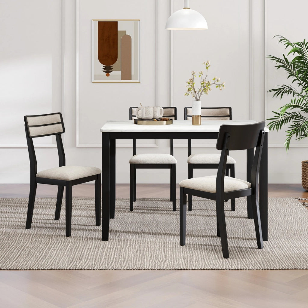 Sedie imbottite senza braccioli con schienale inclinato di gomma, Set di sedie da pranzo moderne da 2 Nero-Sedie da pranzo
