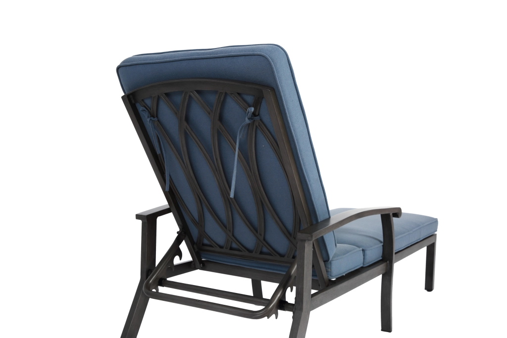 Lettino Prendisole Chaise Longue con Schienale Regolabile in 5 Posizioni e Cuscino; Arredo da Esterno in Alluminio Blu 204 x 58 cm