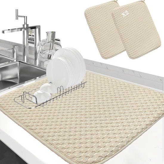 Set da 2 pezzi di asciugamano per cucina, asciugamano per lavello, asciugamano per cucina e lavello, protezione microfibra per cucina e lavello, asciugamano per cucina e lavello da utilizzare come asciugamano per cucina e lavello (beige)