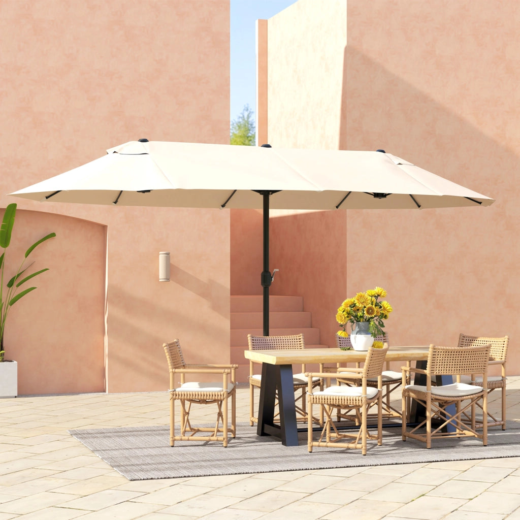 Ombrellone da giardino esterno parasole doppio ¨C zephmum ¨C crema 460x270x240 cm
