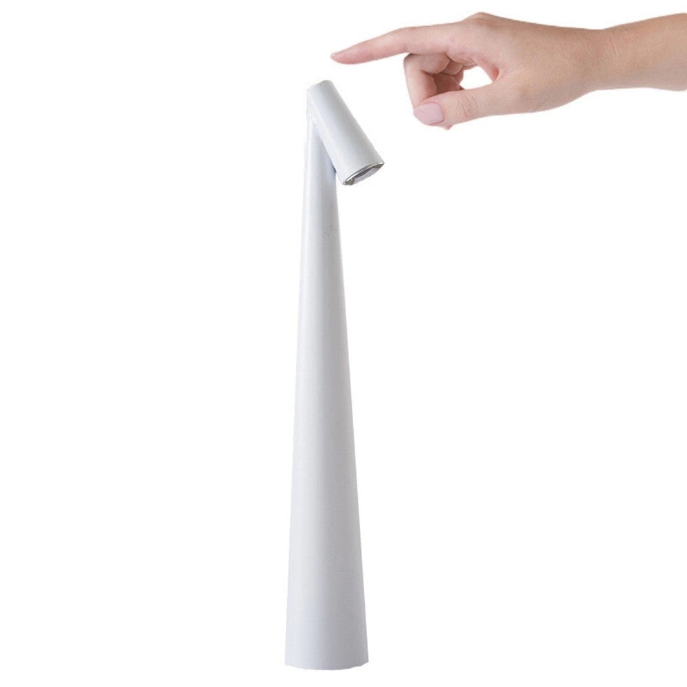 Lampada da Tavolo LED Touch Dimmerabile Ricaricabile 1W 100lm in Alluminio, Luce Calda 3000K, Design Moderno Bianco