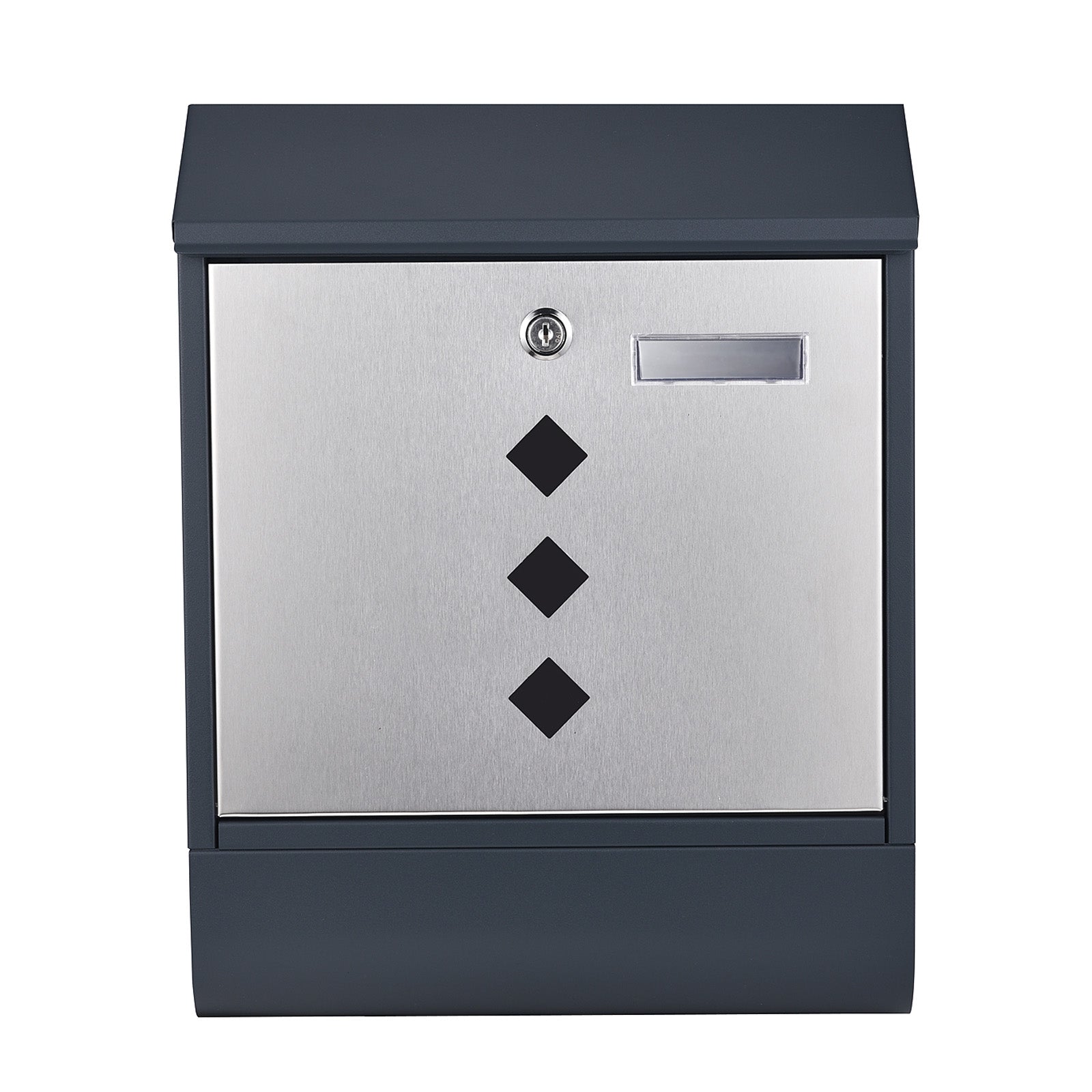 Cassetta postale con vano portagiornale V36 antracite + inox 305 x 105 x 385 mm con vetrino nome