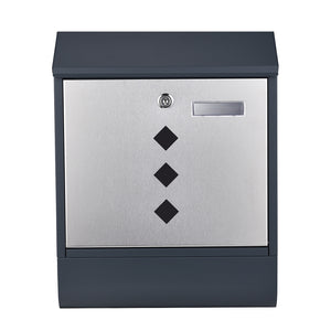 Cassetta postale con vano portagiornale V36 antracite + inox 305 x 105 x 385 mm con vetrino nome