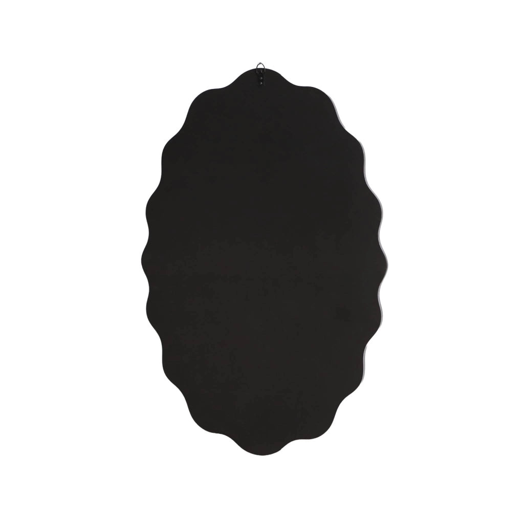 Specchio in legno dal design organico, 90 cm, nero