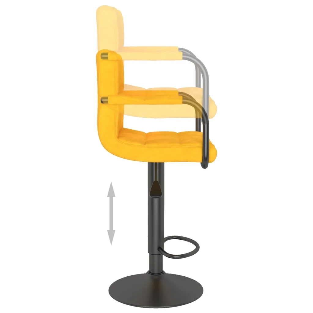 Sgabello da Bar Giallo Senape in Velluto