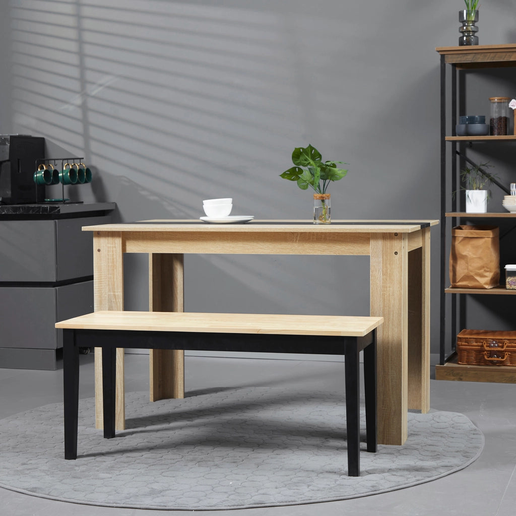 Banca in legno per 2 persone ¨C zephmum ¨C naturale e nero 102x36x45 cm