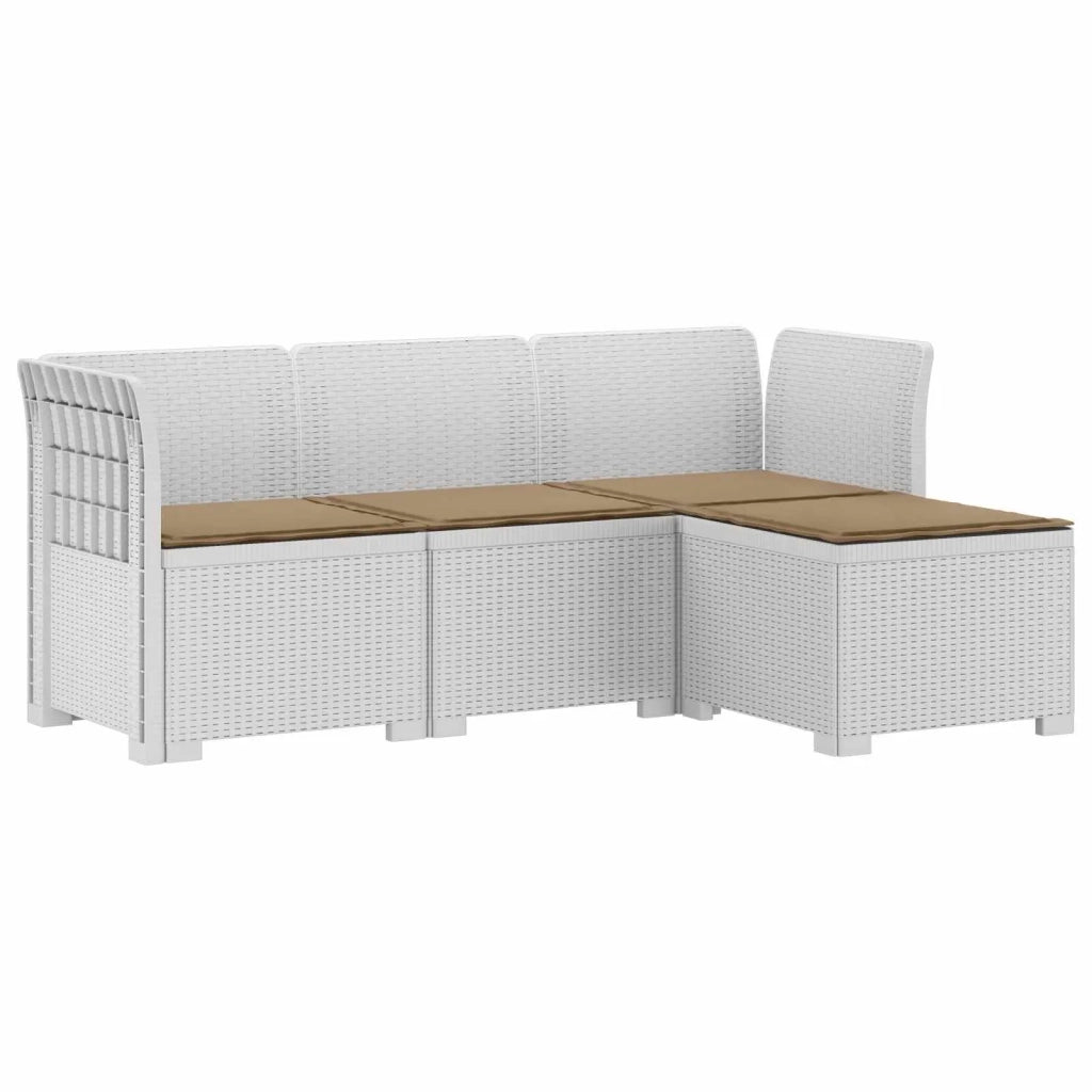 Divano da giardino 4 posti con cuscini aspetto rattan PP Bianco 3443936