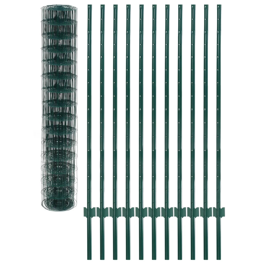 Recinzione Euro in Acciaio 20x1,5 m Verde 142817