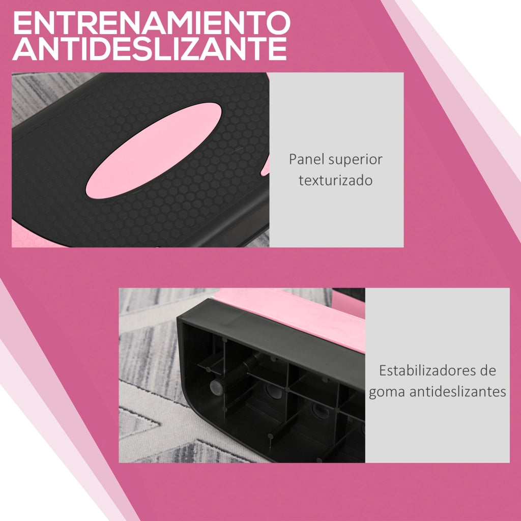 Step Aerobico Fitness Antiscivolo Regolabile 3 Livelli ¨C zephmum ¨C 80x31x20 cm Rosa