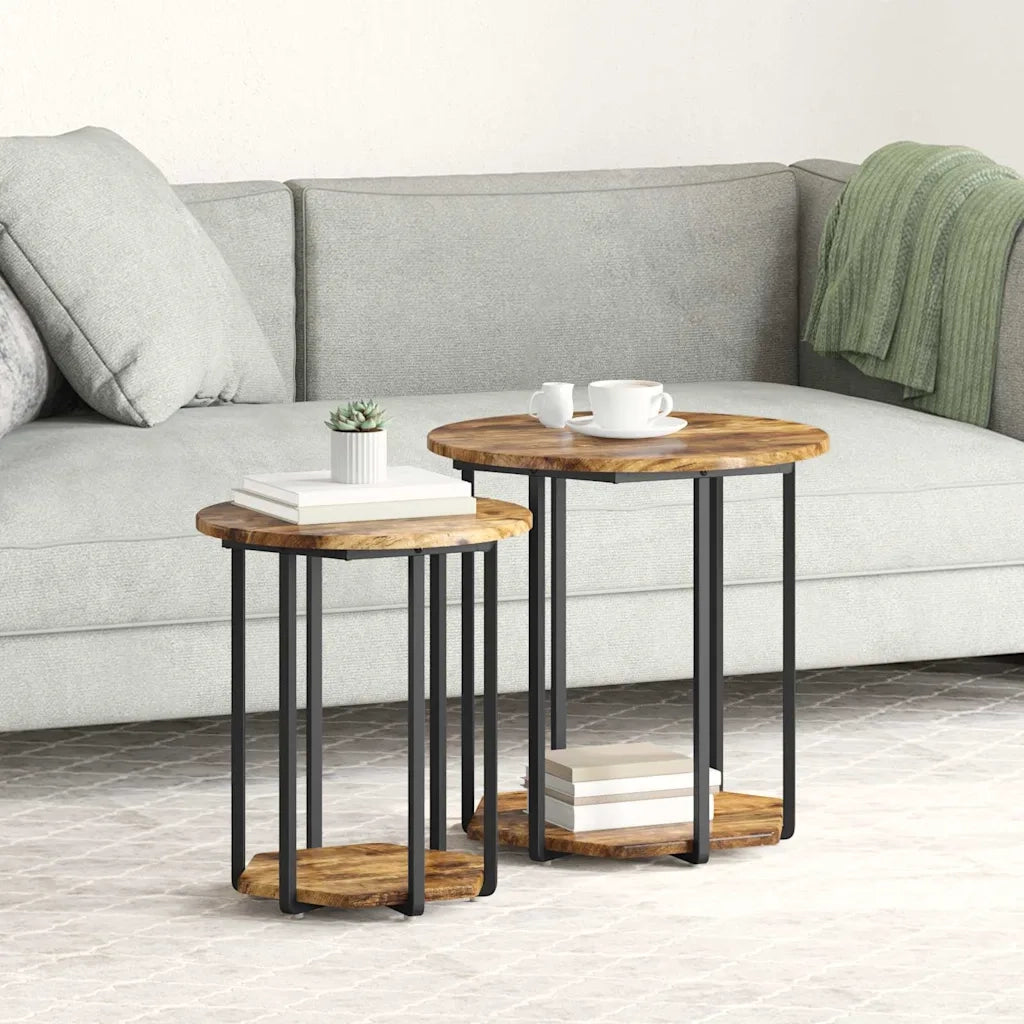 Set tavolini con lo scaffale 2 pcs Marrone 869716