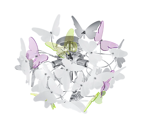 Plafoniera con farfalle, metallo, multicolor, D 45 cm, Butterfly
