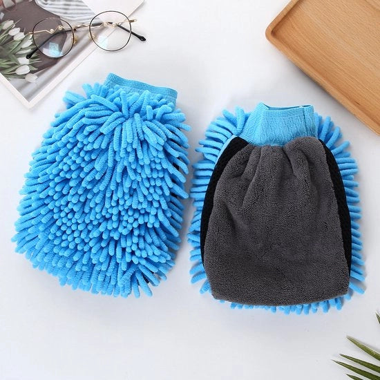 Kit di pulizia per auto - 2 pezzi - Manopole di pulizia per auto - Chenille morbida e resistente ai graffi - Lunghezza 20x25cm - Set di pulizia idrorepellente - Pulizia, cera, asciugatura e decontaminazione