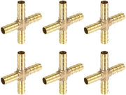 Connettore a T per 6 pezzi - Connessione a 4 vie in rame - 5/16 pollici (8mm) - Connettore a tubo - Trasporto acqua/fluido/aria - Duraturo e resistente alla corrosione - Flessibilità di connessione