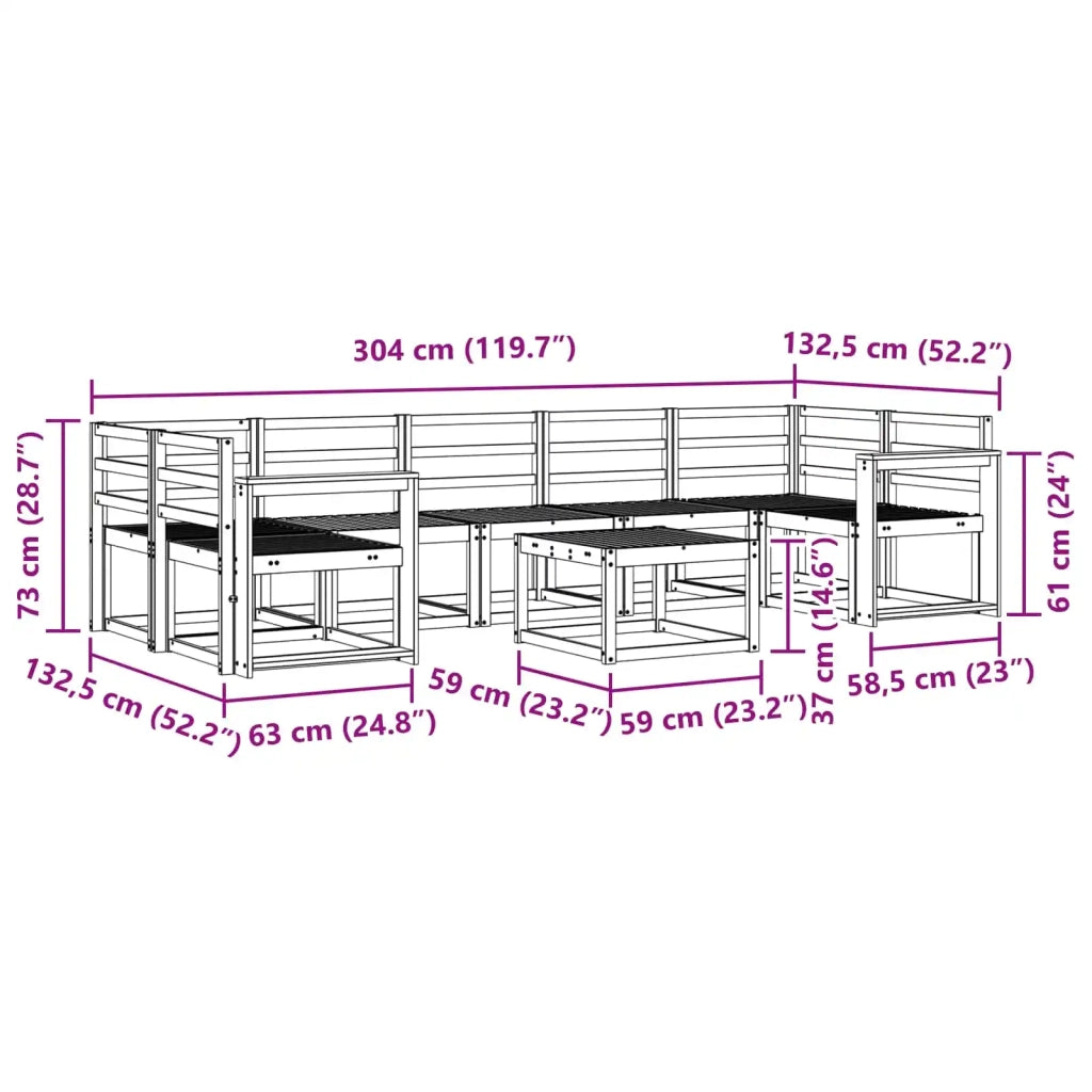 Set di divani da esterno 8 pcs Bianco 59 x 59 x 37 cm 3387388