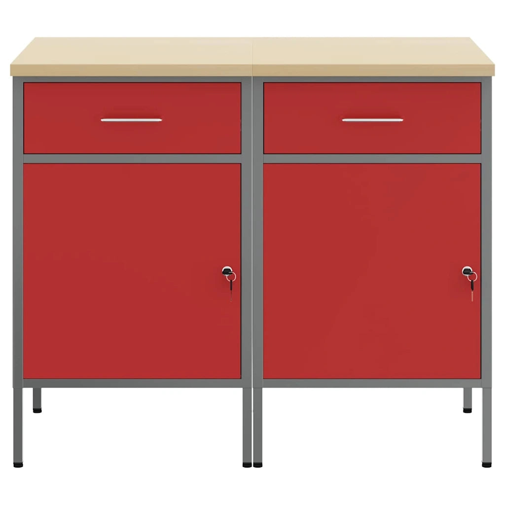 Mobile da lavoro 2 pz Rosso e Grigio 100 x 55 x 85 cm CFW3873112